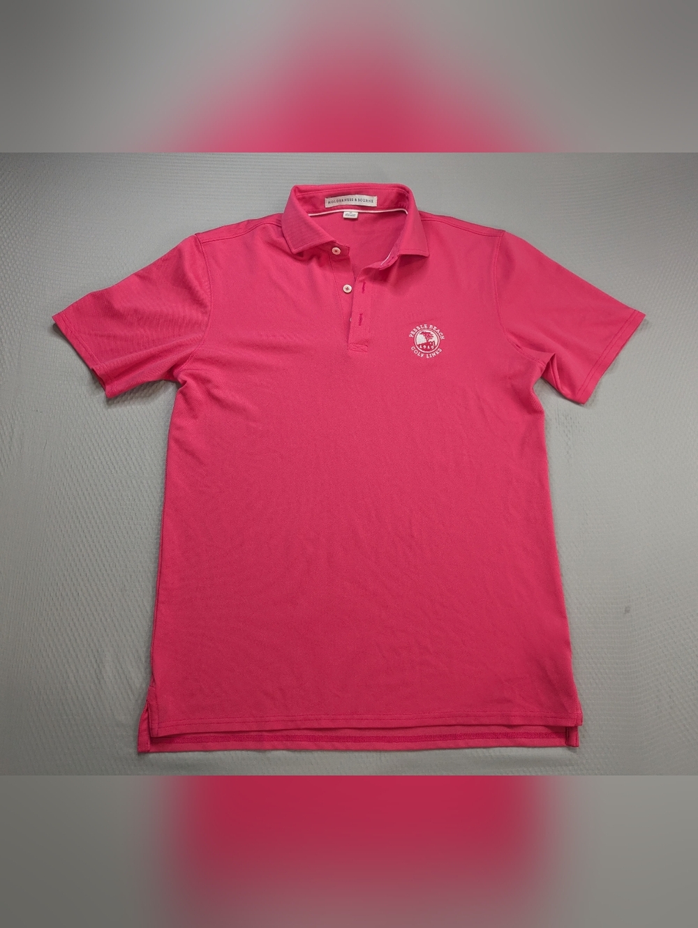 Holderness & Bourne Tailored Fit Polo Shirt Pink Mens M Pebble Beach Golf Links